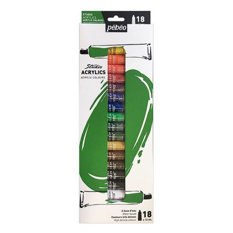 Farby akrylowe Pebeo Studio, 18 kolorów x 12ml